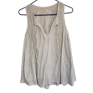 Anthropologie Meadow Rue Beige Boho Pleated Tie Neck Tank Top Medium
